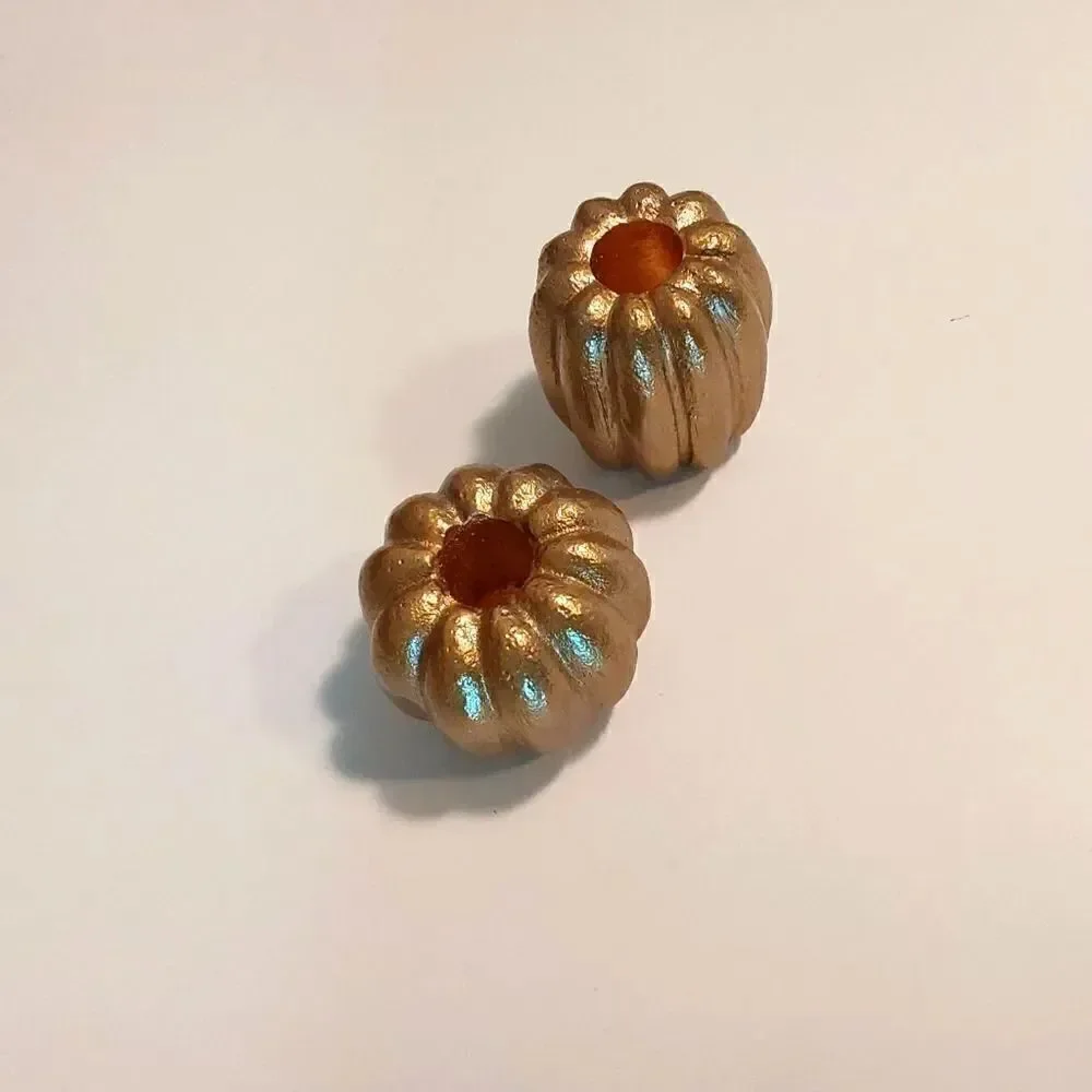 Gold Pumpkin Taper Candle Holders Set of 2